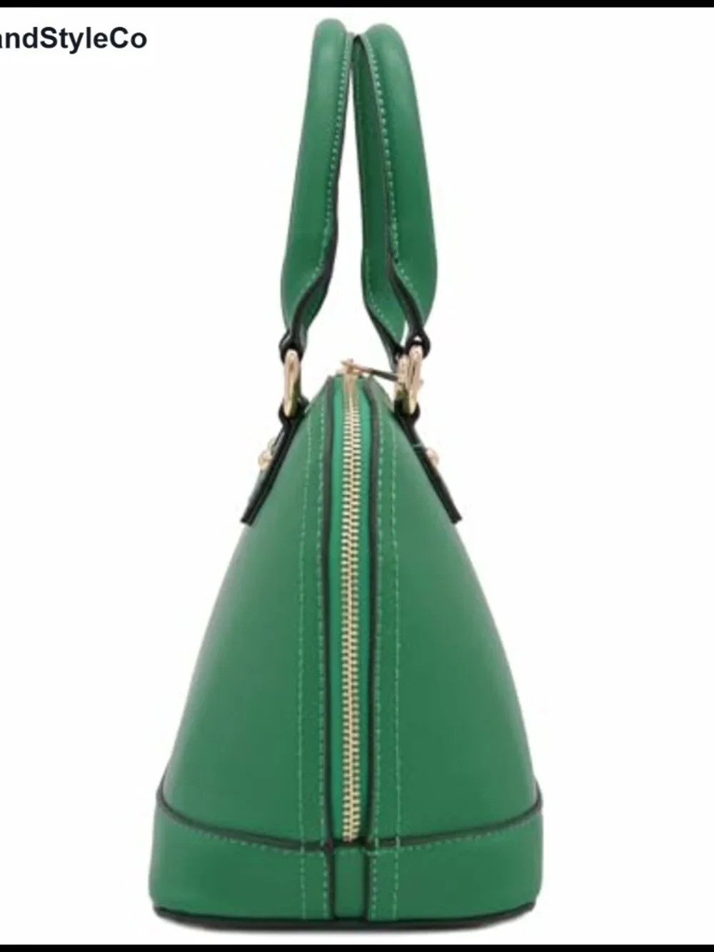 Faux Saffiano Leather Dome Satchel with Adjustable Strap